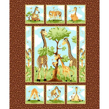 Zoe The Giraffe II - Quilt Brown Panel Primary Image