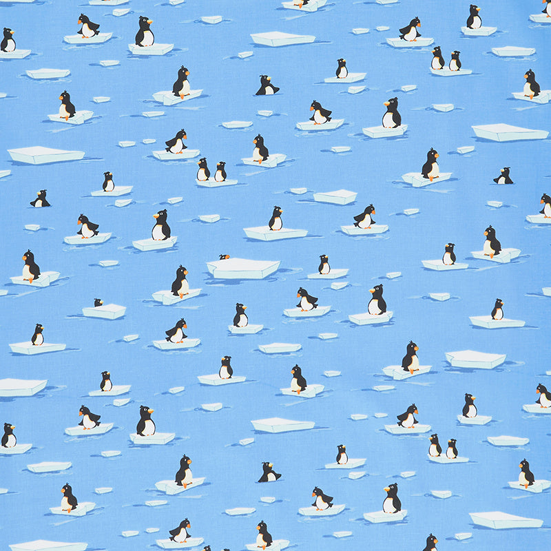 Burr the Polar Bear - Penguins Sky Blue Yardage Primary Image