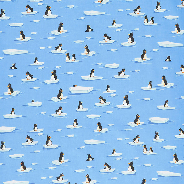 Burr the Polar Bear - Penguins Sky Blue Yardage Primary Image