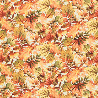 Fall into Autumn - Tossed Leaves Cream Yardage