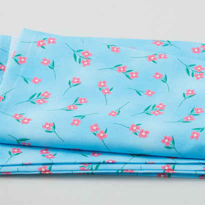 Unicorn Dance - Fluttering Flowers Blue 2 Yard Cut