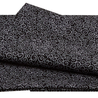 Spirals Metallic - Metallic Spirals Black 2 Yard Cut