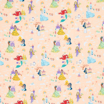 Disney - Princess All Over the World Coral Yardage