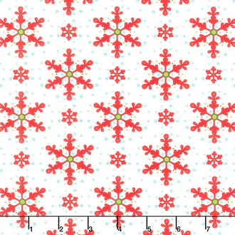 Peppermint Bark - Marshmallow Snowflakes Yardage