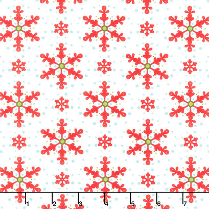 Peppermint Bark - Marshmallow Snowflakes Yardage