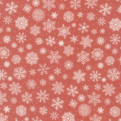Santa's Tree Farm - Large Snowflake Red White Yardage