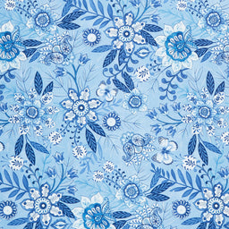 Blooming Blue - Large Floral Medium Blue Yardage Primary Image