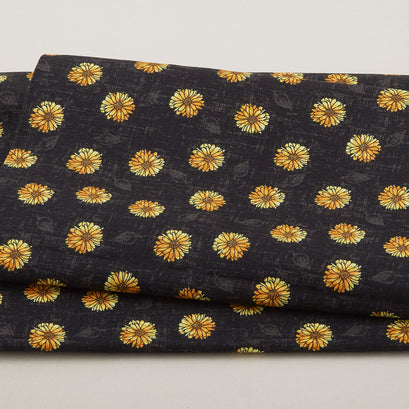 Mellow Yellow - Yellow Flower Heads Black 2 Yard Cut