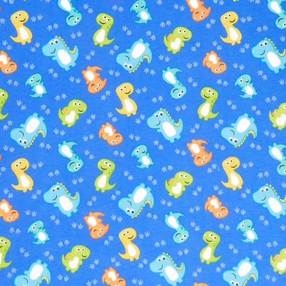 Comfy Flannel® - Smiley Dinosaurs Blue Yardage