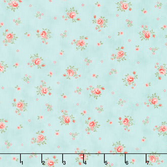 Collection for a Cause: Etchings - Peaceful Posies Aqua Yardage
