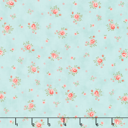 Collection for a Cause: Etchings - Peaceful Posies Aqua Yardage