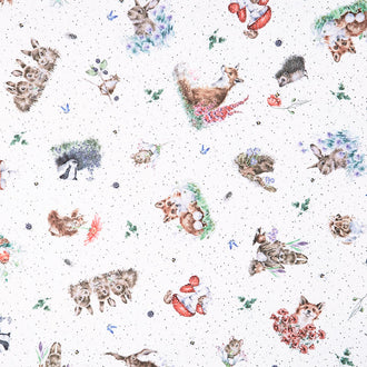 Bramble Patch - Tossed Animals White Minky Yardage