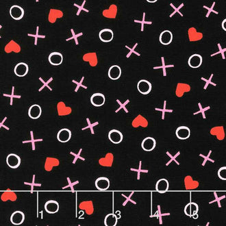 Love Me Do - Hugs and Kisses Black Yardage