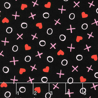 Love Me Do - Hugs and Kisses Black Yardage
