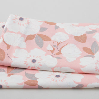 White Floral on Blush 2 Yard Cut