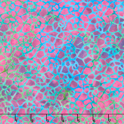 Bits and Pieces Batiks - Water Wave Multi Purple Green Flourite Yardage