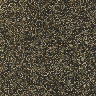 Joli Bijou - Swirl Black Metallic Yardage