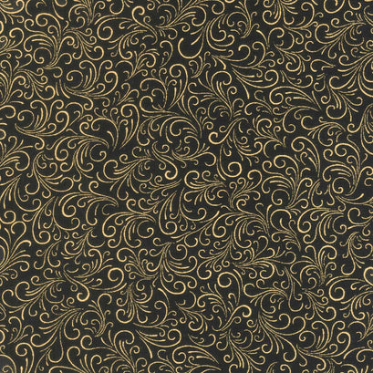 Joli Bijou - Swirl Black Metallic Yardage