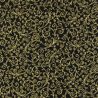 Holiday Flourish Holiday - Swirls Black Metallic Yardage