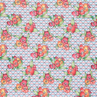 Lush Triangles Flowers - Pink Carnation Yardage