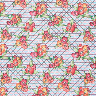 Lush Triangles Flowers - Pink Carnation Yardage