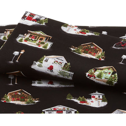 Holiday Happy She Sheds Allover Black 2 Yard Cut