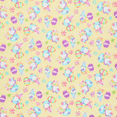 Hoppy Easter Gnomies - Paint Splatter Gnomes And Eggs Yellow Yardage