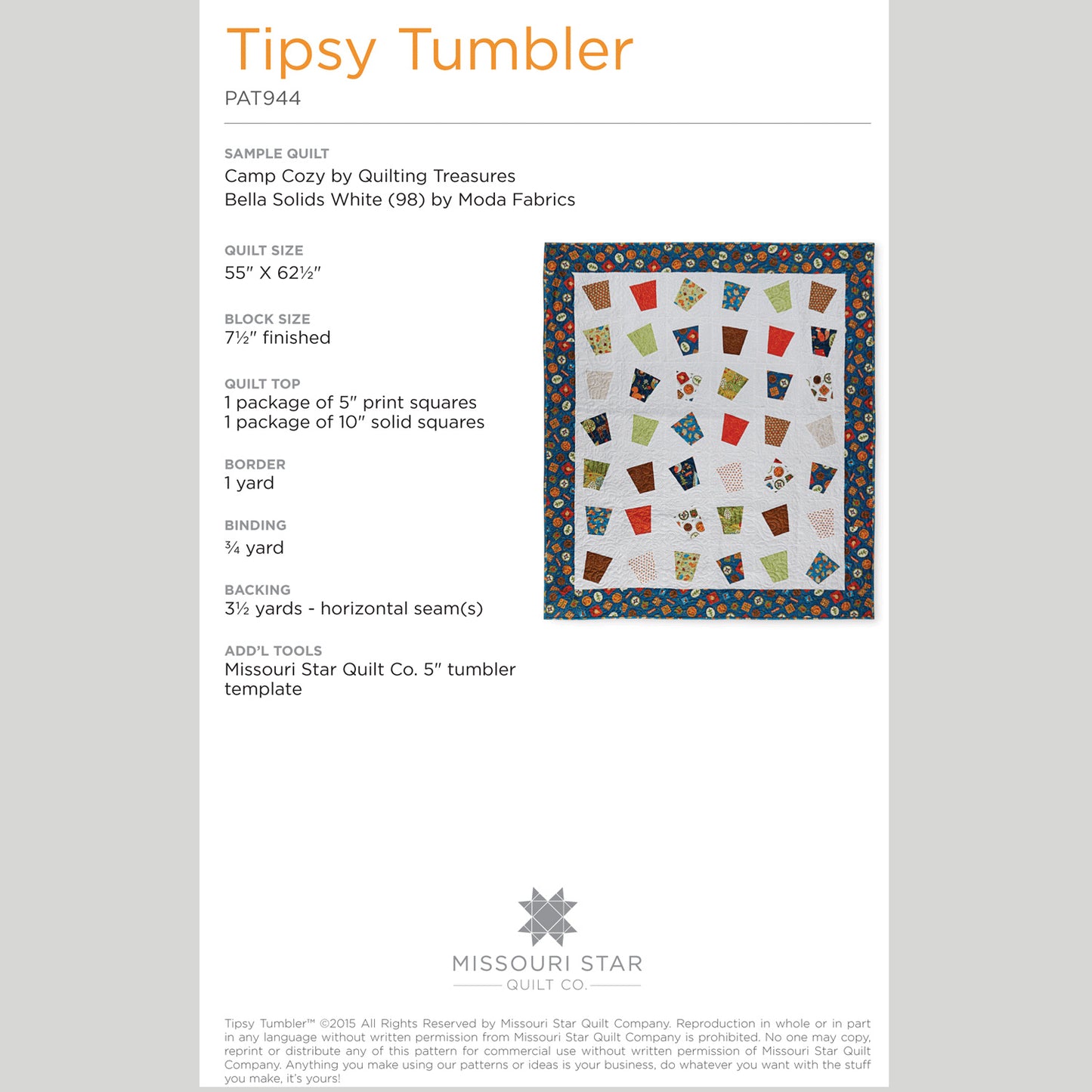 Digital Download - Tipsy Tumbler Quilt Pattern by Missouri Star Alternative View #1