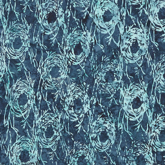 River Walk Batiks - Bird's Nest Blue Ocean Yardage