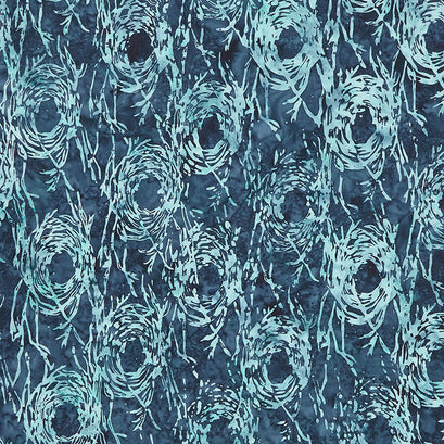 River Walk Batiks - Bird's Nest Blue Ocean Yardage