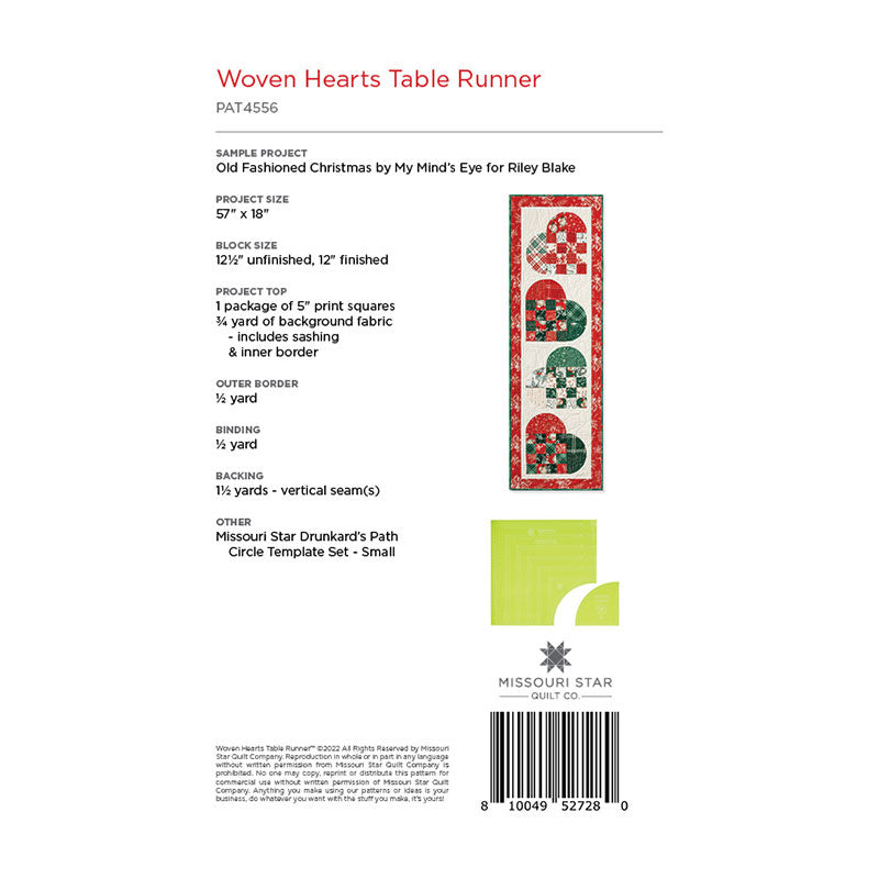 Woven Hearts Table Runner Pattern by Missouri Star Alternative View #1