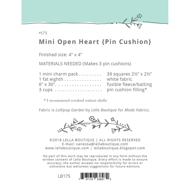 Digital Download Mini Open Heart Pincushion Pattern