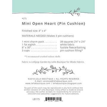 Digital Download - Mini Open Heart Pincushion Alternative View #1