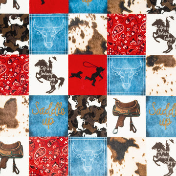 Cuddle® Prints - Saddle Up Natural Digitally Printed Minky Yardage Primary Image
