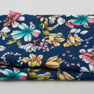 Belle Chasse Favorites - Floral Bouquet Navy 2 Yard Cut