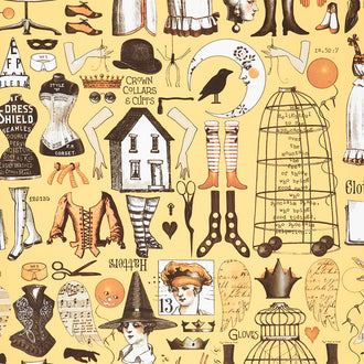 Queen of We'en - Collage Yellow Yardage