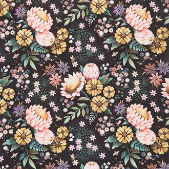 Honey Bloom - Floral Black Multi Yardage