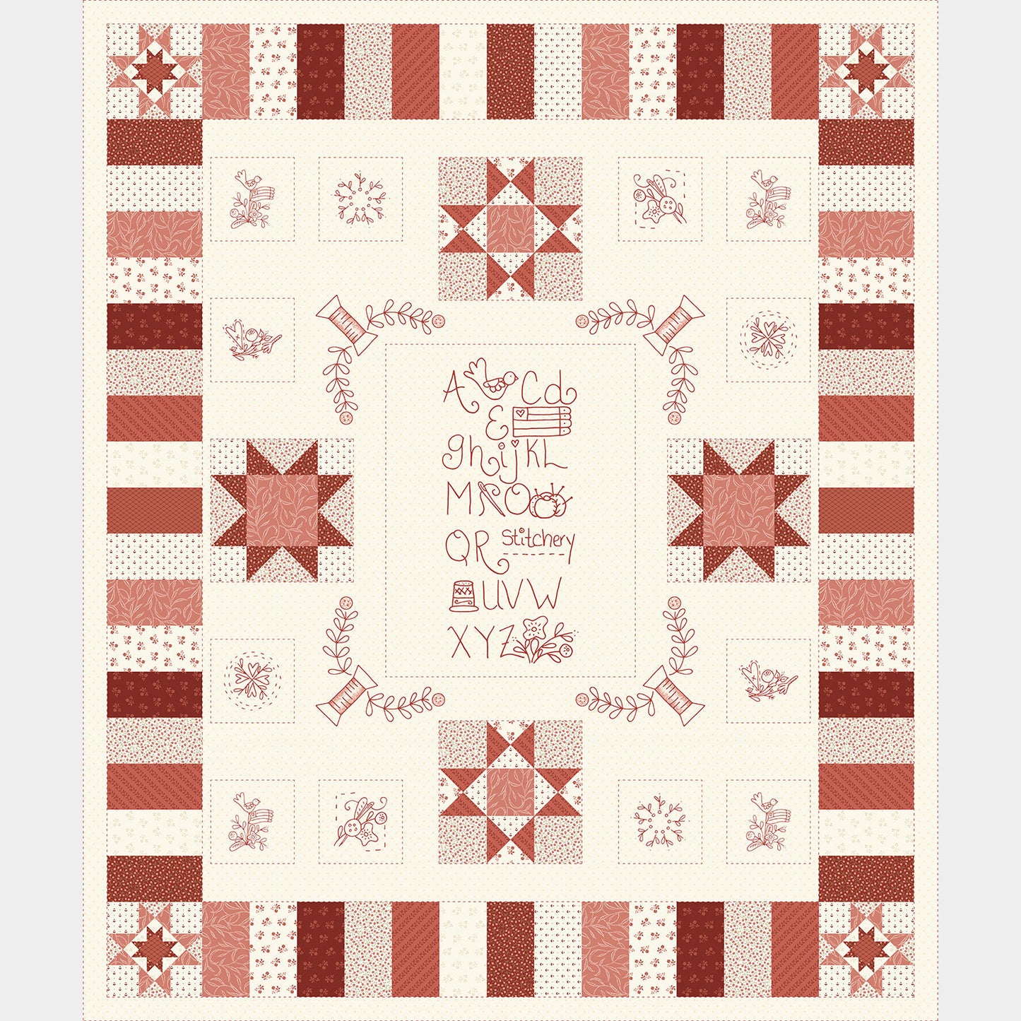 Red White and Beautiful - Sampler Red Panel Primary Image