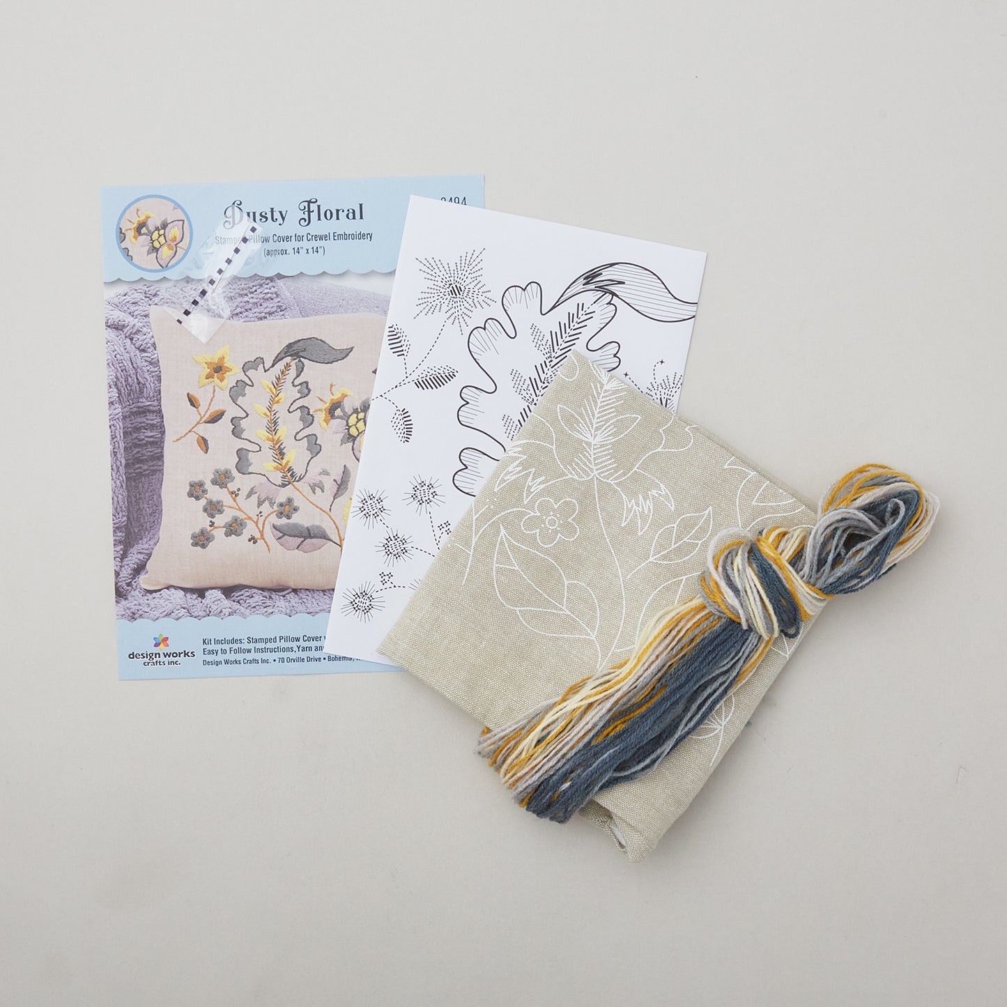 Dusty Floral Crewel Embroidery Pillow Kit Alternative View #1