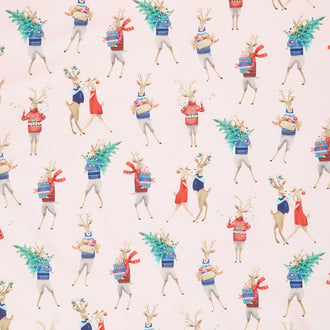 Reindeer Dance - Full Of Joy Dancing Reindeer Multi Yardage