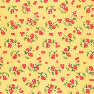 Mon Cheri - Cherries Yellow Yardage