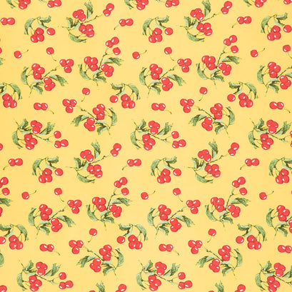Mon Cheri - Cherries Yellow Yardage