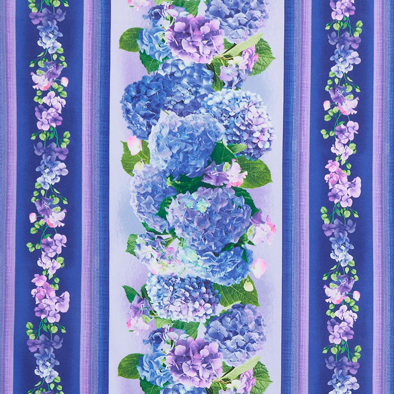 Hydrangea Bliss - Hydrangea 11" Stripes Florals Purple Yardage Primary Image