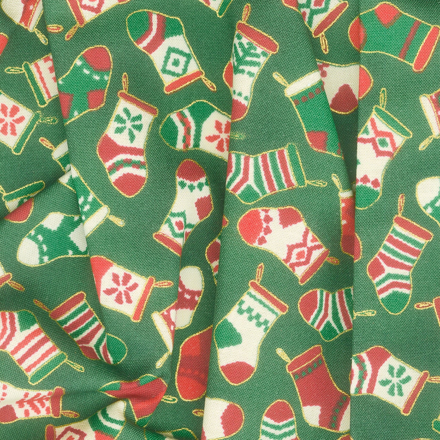 Holiday Charms - Holiday ColorstoryStockings Evergreen Yardage Alternative View #1