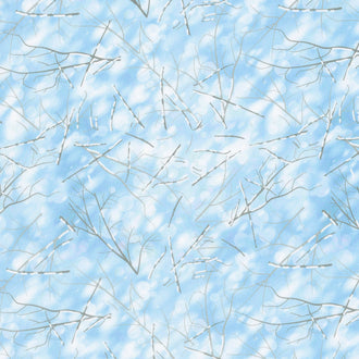 Quiet Reflections Snowy Branches - Blue Bluebelle Yardage
