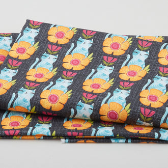 Here Kitty Kitty - Bossy Boots Black 2 Yard Cut