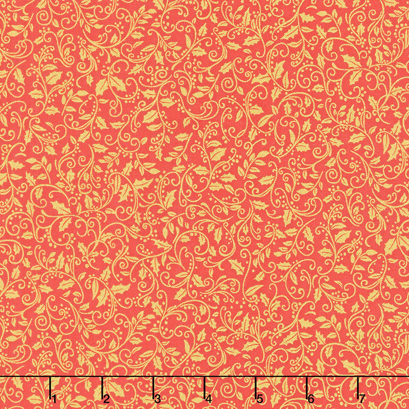 Holiday Charms - Holly Red Metallic Yardage Primary Image