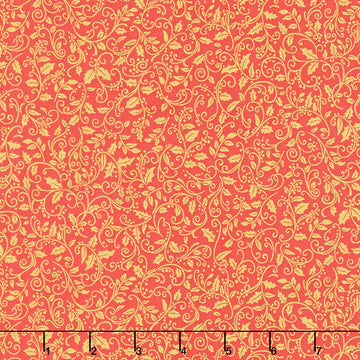 Holiday Charms - Holly Red Metallic Yardage Primary Image