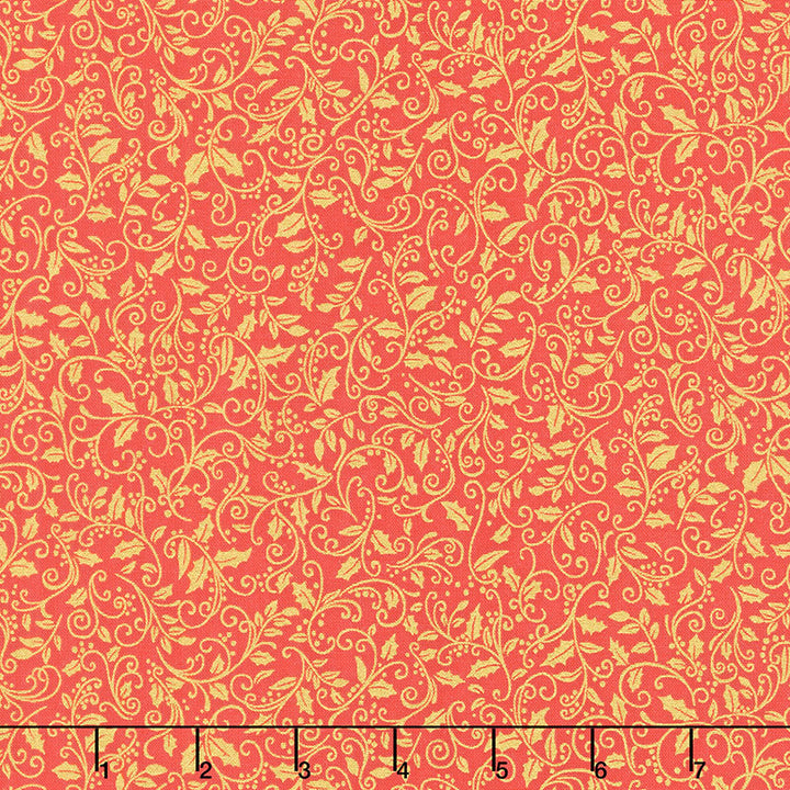 Holiday Charms - Holly Red Metallic Yardage Primary Image