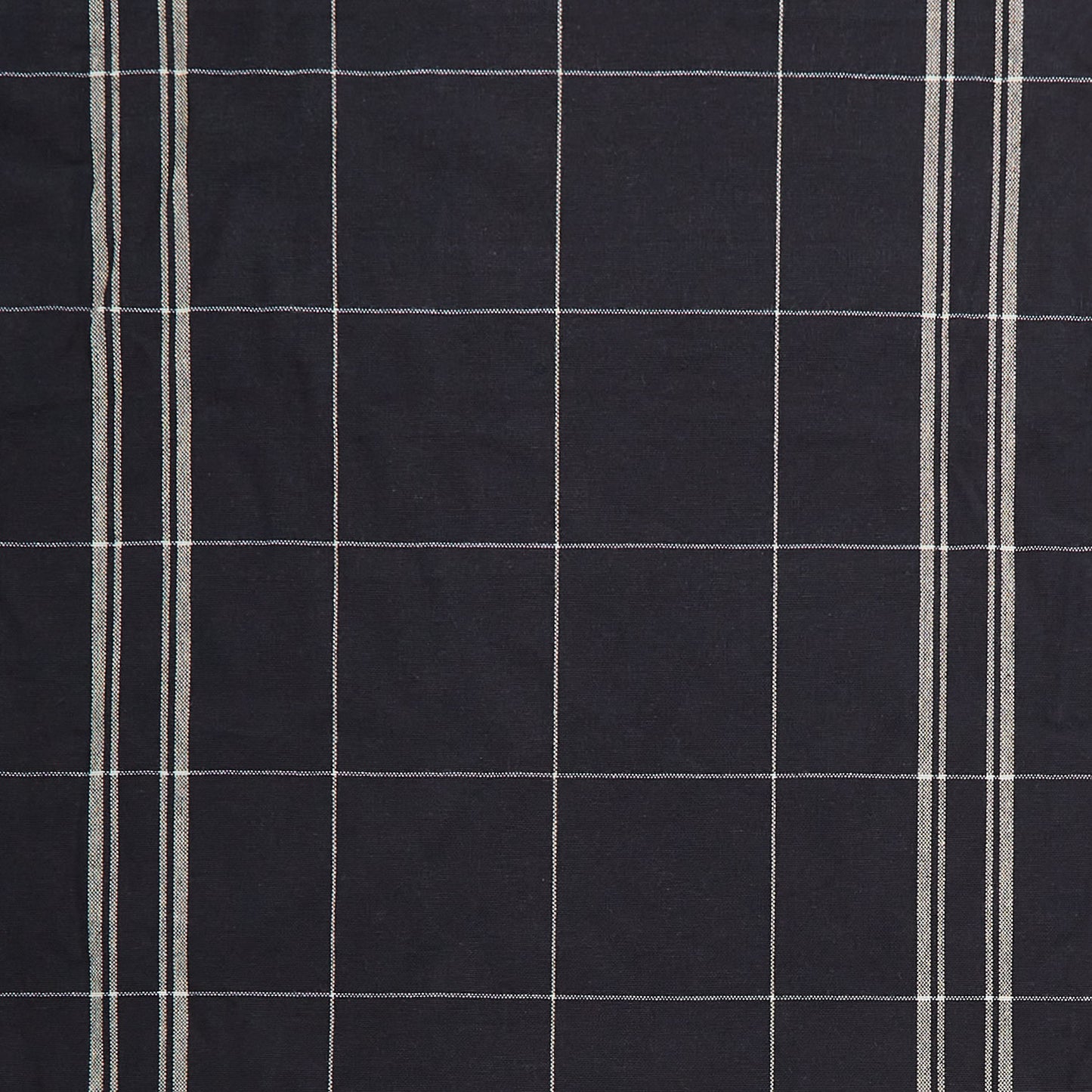 Easy Living Toweling - Check and Stripe Black Flax Yardage Primary Image